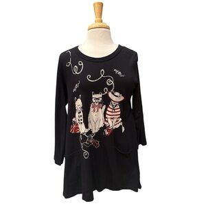 Jess And Jane Double Gauze Cats Tunic Top Size Medium New
